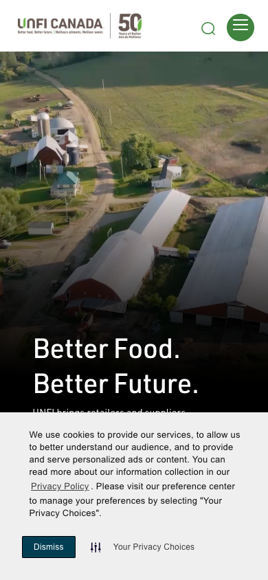 UNFI Canada official website captured at a 390 by 844 mobile viewport